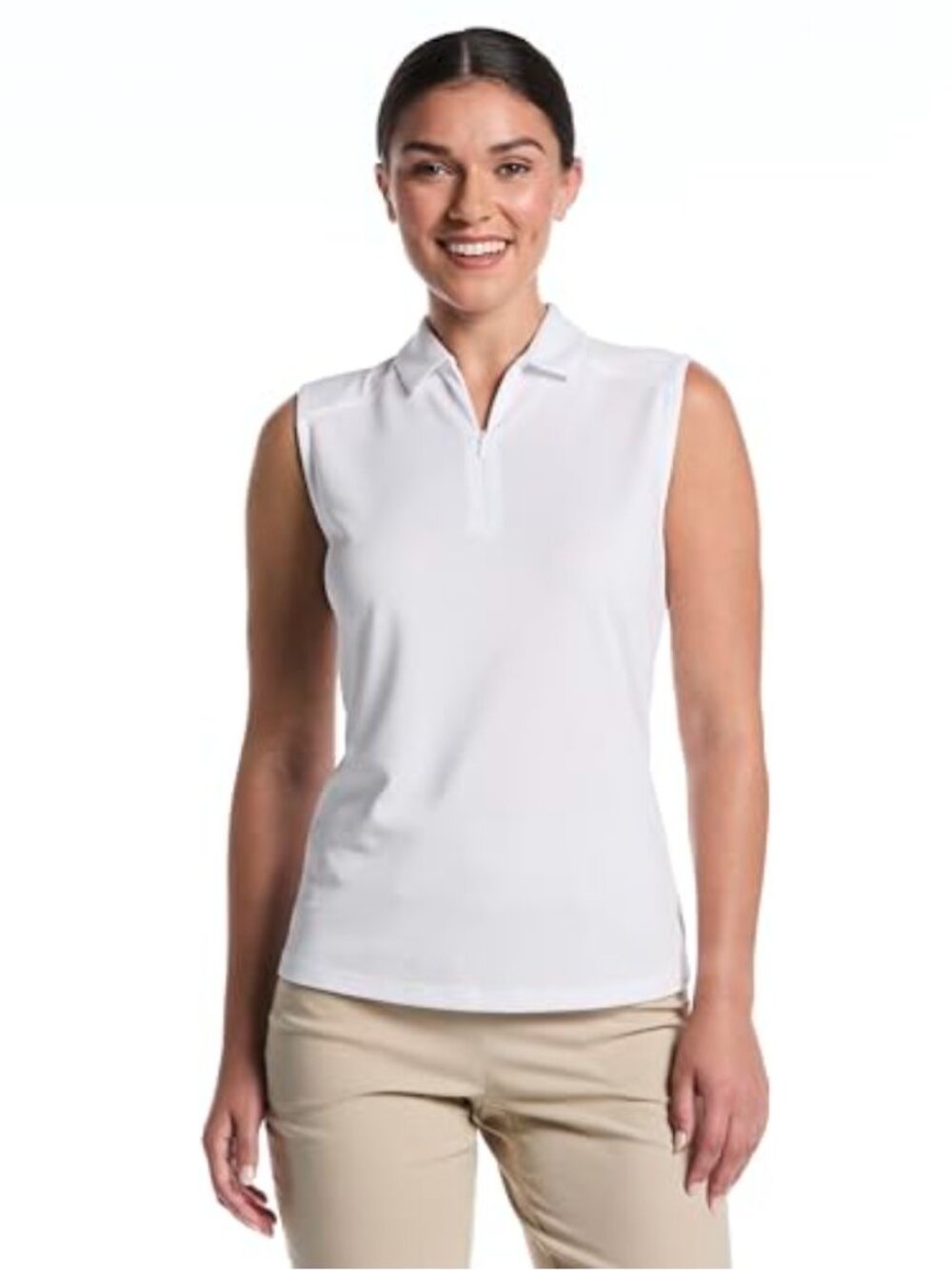 PGA TOUR Women's Airflux Sleeveless Quarter Zip Golf Polo Shirt Moisture